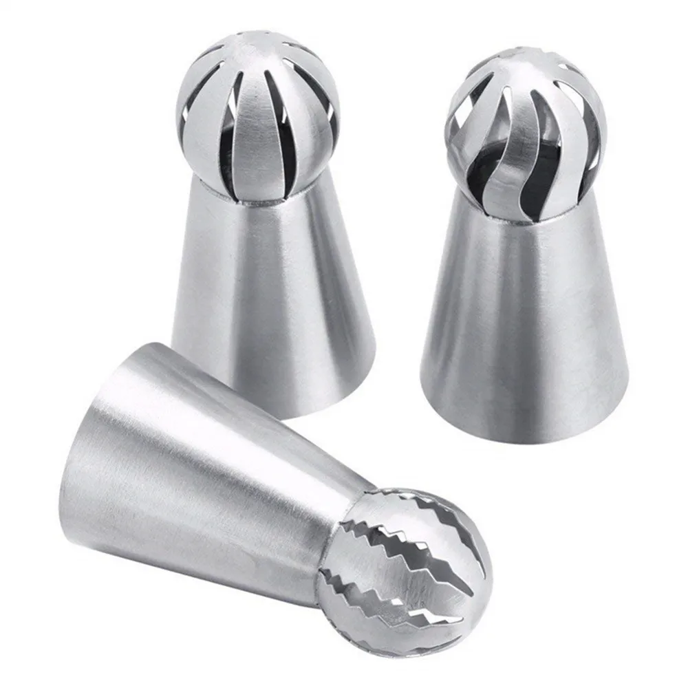 3Pcs/Set Torch Ball Flower Icing Nozzles 304 Stainless Steel Pastry Tube Kitchen Supplies Cake Decorating Tool  supplies cookies