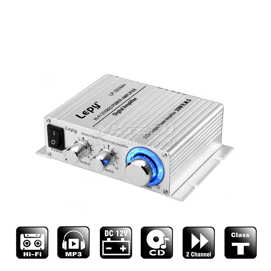 Lepy-amplificador de Áudio Digital Lp2024a Plus Power Amp Hi-fi Estéreo Doméstico Classe-t 2ch Rms 20w Bass Compatível com Mp3 Mp4 Ipod - Image 6