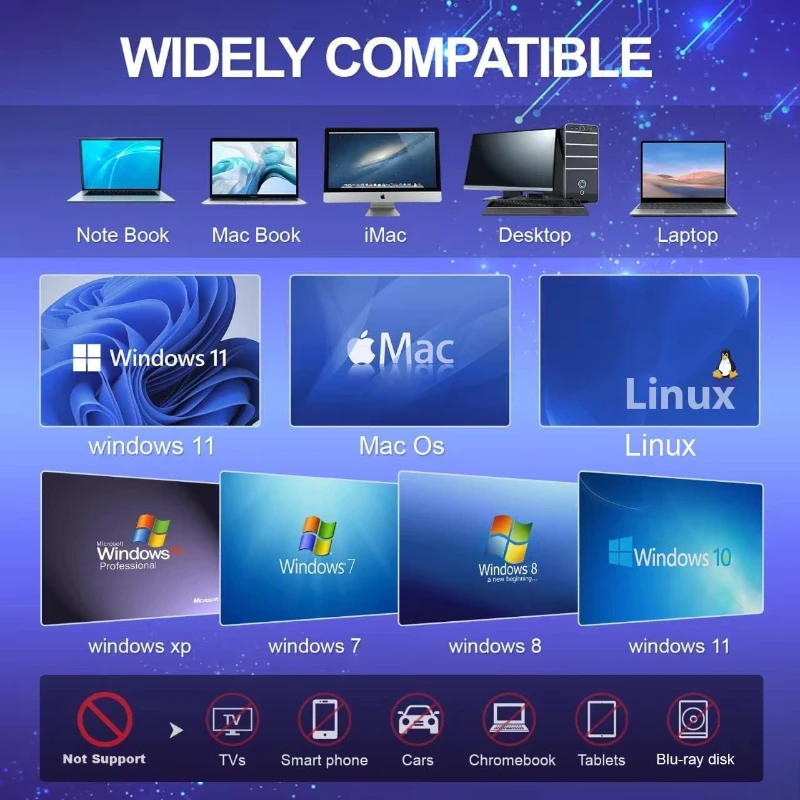 Ultra-Slim 8-in-1 Laptop External USB 3.0 External CD/DVD Drive Player and Burner