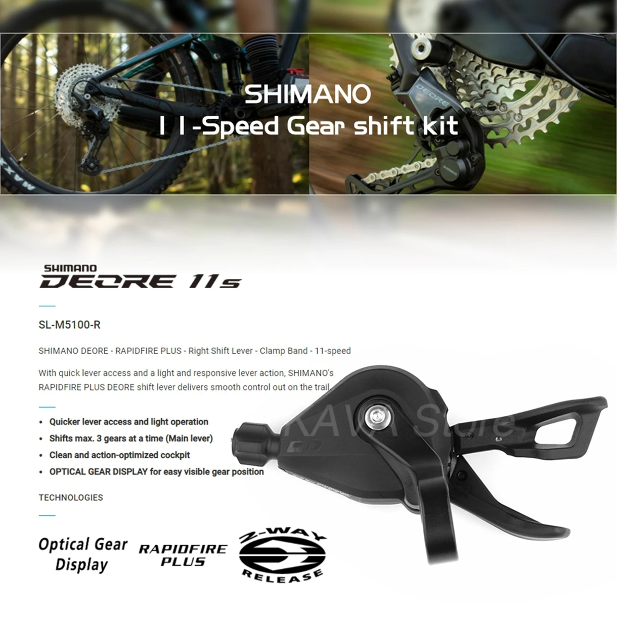 Shimano 11S Groupset Deore M5100 SL RD Mountainbike 11V Schaltgruppen-Set Schalthebel 11-Gang K7 MTB Kette Ultraleichte Kassette – Detail 1