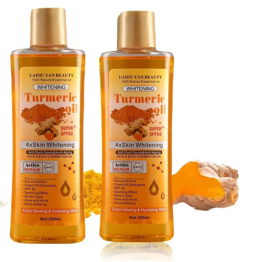 200ml Turmeric Essential Oil For Face & Body Anti Dark Spots Anti Aging 100% Natural Oil Skin Whitening And Hydrating Serum 30ml ginger essential oil body relieve anxiety dampness cold hydrating moisturizers nourishing full body slim massage ginger oil