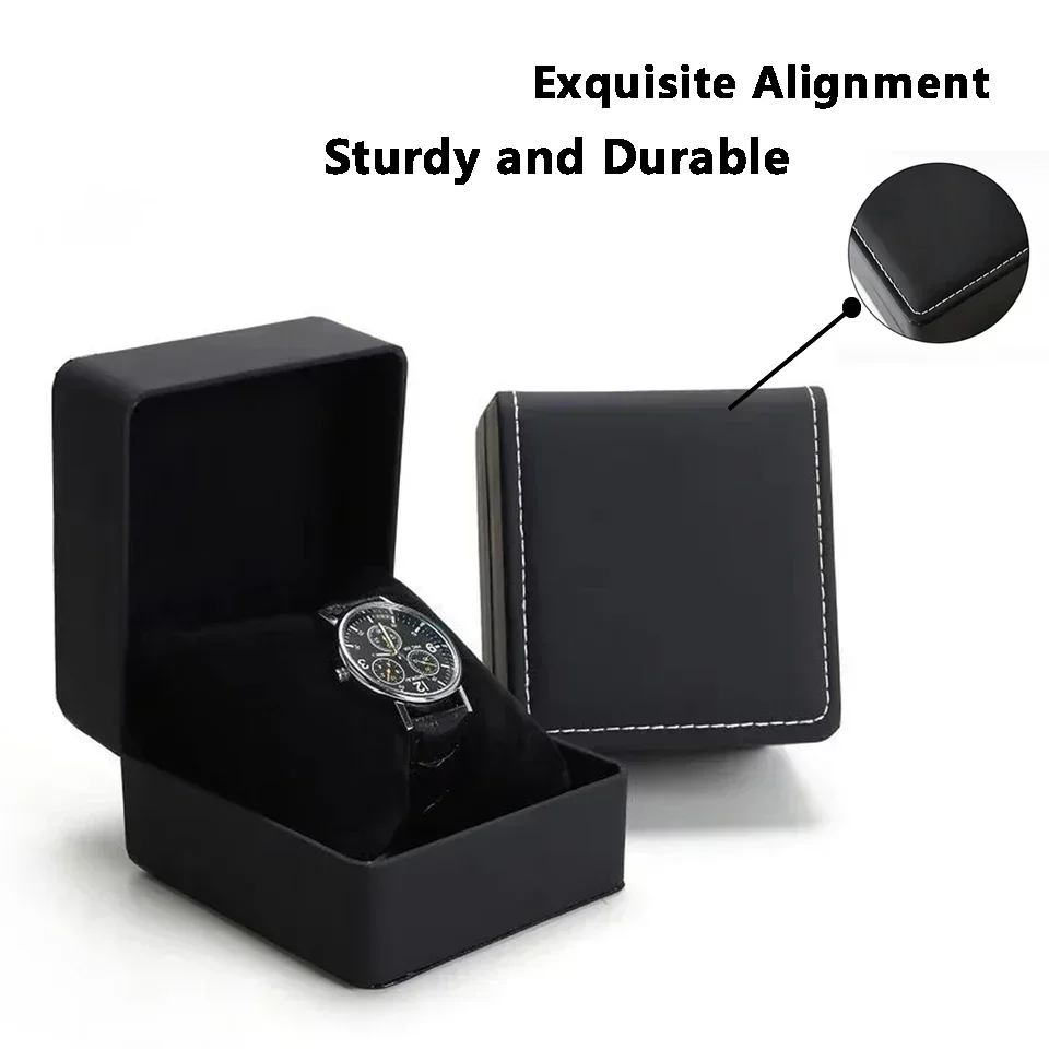 Black Single Watch Gift Box with Soft Pillow, PU Leather Wristwatch Case Organizer for ... - SKU SWBP1121 - UGI Packaging