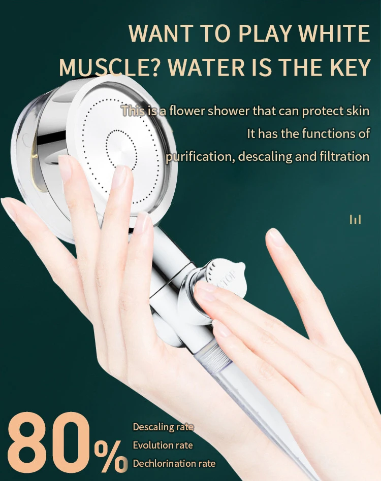 Shower Head Propeller Shower Head Water Saving Flow 360 Degrees Rotating With Fan ABS Rain High Pressure spray Nozzle