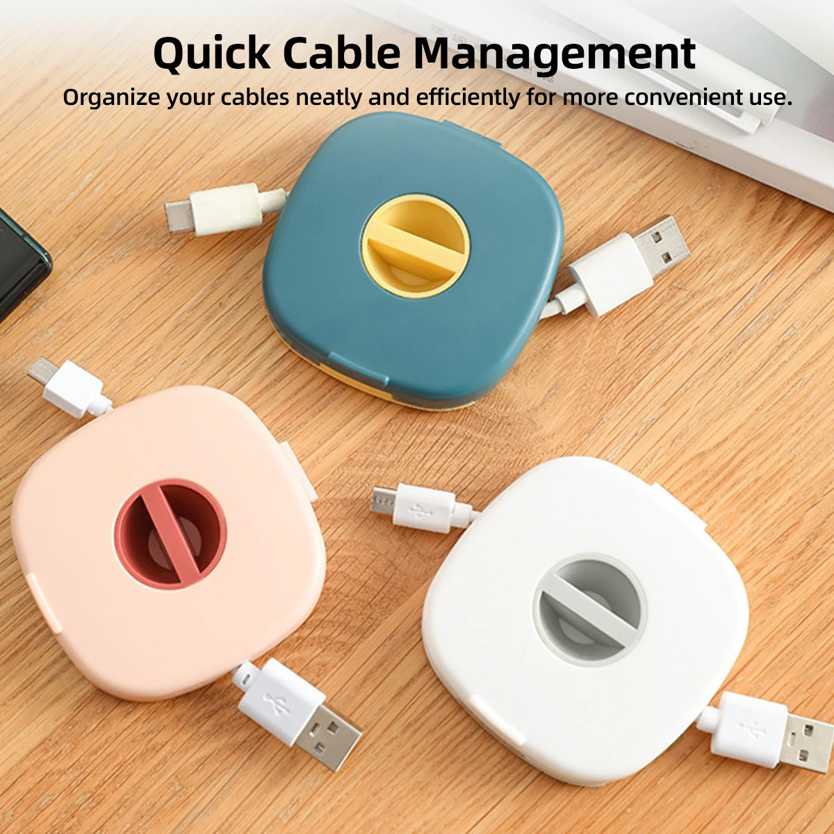 Compact Cord Organizer & Retractable Cable Storage Solution for Home, Office & Classroom