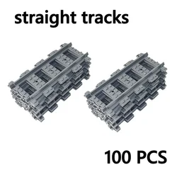 City Trains DIY Building Blocks: Flexible Railway Tracks Set with Bridge and Tunnel (Straight 100pcs)