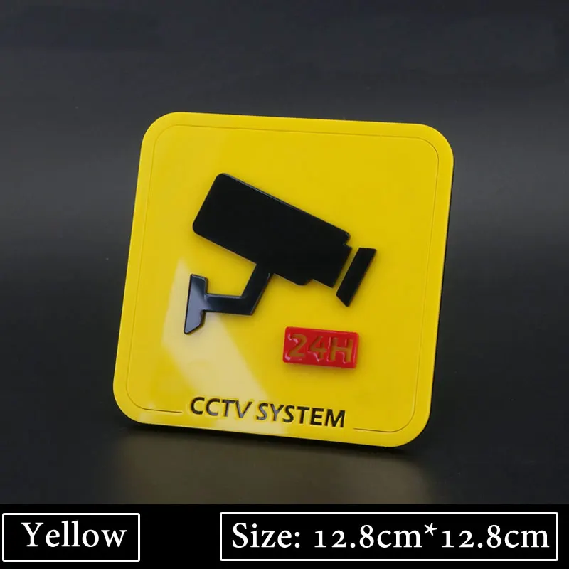 3D Shape Arcylic Warning Signs Sticker Waterproof 24 Hour Video Surveillance Sign Indoor Outdoor For CCTV Security Camera Office warning stickers,warning decal