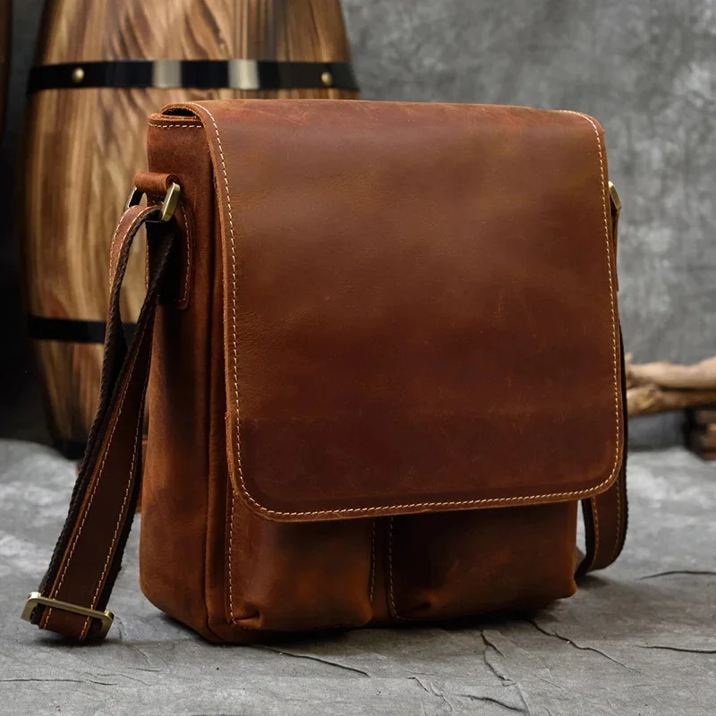 

New Arrivals Genuine Leather Shoulder Bag High Quality Crossbody Men Male Sling Messenger boys school bag male