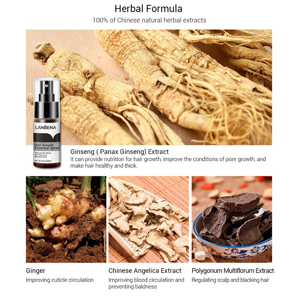 Hair Growth Essence Spray Hair Fragile Spliting Care Essential Oil Liquid 20ml LANBENA for hair growth serum,hair growth spray