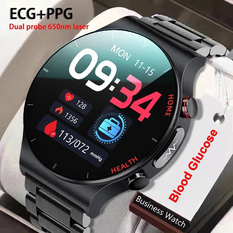 2023New Blut Glucose Smart Uhr Männer Sangao Laser EKG + PPG Herz Rate Gesunde Sport IP68
