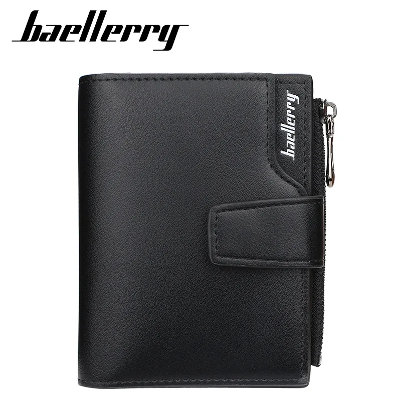

Fashion Three Layers Buckle Zipper Short Wallet Large Capacity Portable Coin Purse For Money Card Storage Men's Change Handbag
