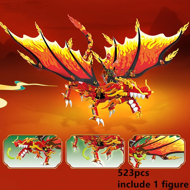 New Fire Attack of the Flame Dragons Fightar Titan Season 14 Fly Building Blocks Classic Model Sets Bricks Kid Kit - Without original Box-366