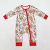 RTS Infant Boys Bamboo Rompers Wholesale Boutique Christmas Baby Boys Milk Cookies Zipper Romper 1