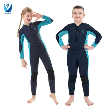 Children's Thermal Swimsuit 3mm Neoprene Wetsuit Front Zipper One-piece Warm Sunscreen Swimming Diving Surfing Snorkeling Suit 1