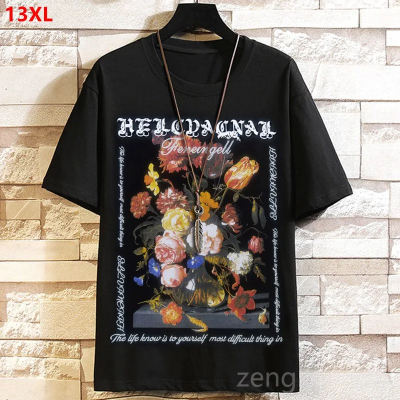 13xl 12xl Plus Size Man Extra Large Size Tide Loose 11xl Top Round Neck Half Short Tshirt Men