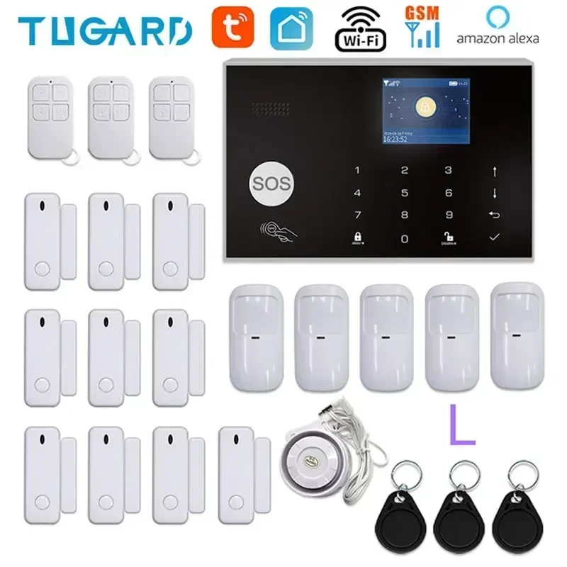 

Tuya WiFi Smart Home Alarm System GSM Security Burglar Host 433MHz Wireless Door Window PIR Sensor Wired Motion Detector