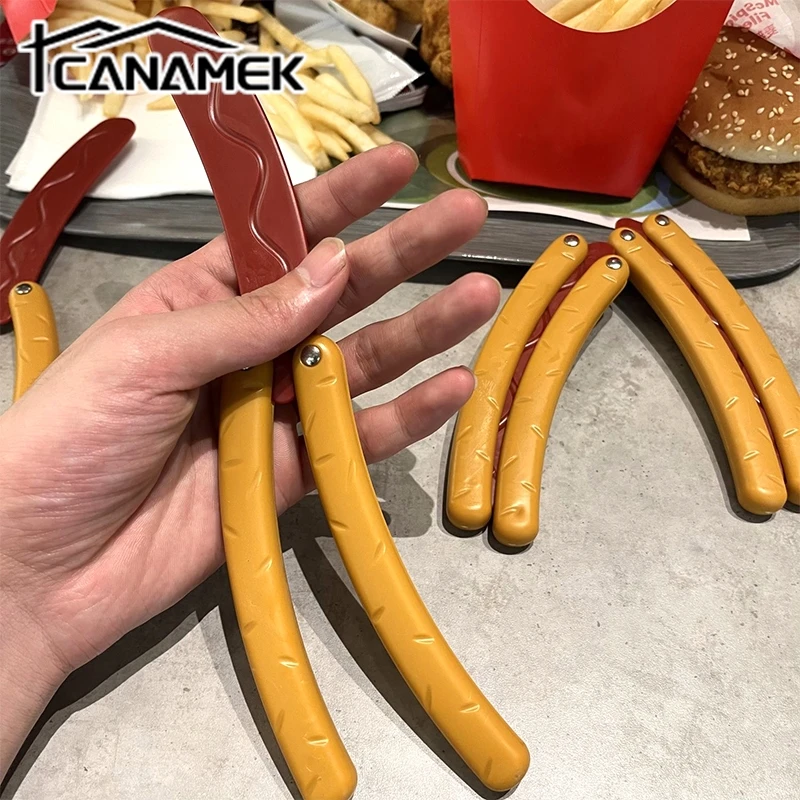 3D Printed Toy 1PC 3D Printing Gravity Hot Dog Butterfly Knife Banana Radish Knife Model Push Card Decompressionn Toy Student Prize