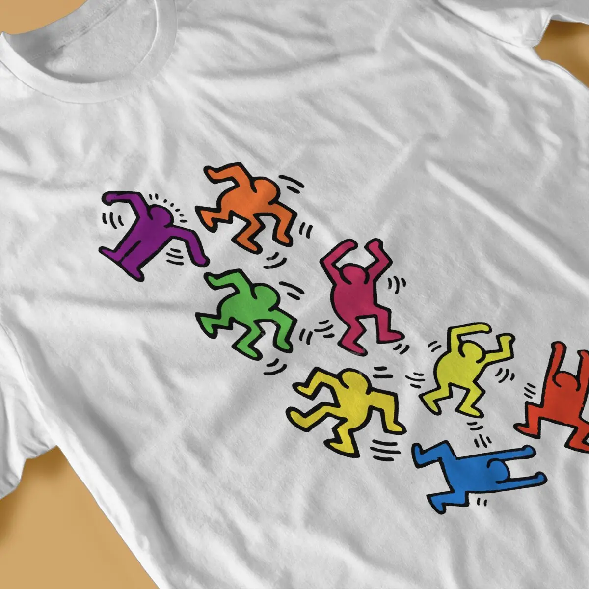 Haring Dance Man Cartoon T-Shirt - 100% Cotton, Short Sleeve, O Neck, Humor Design