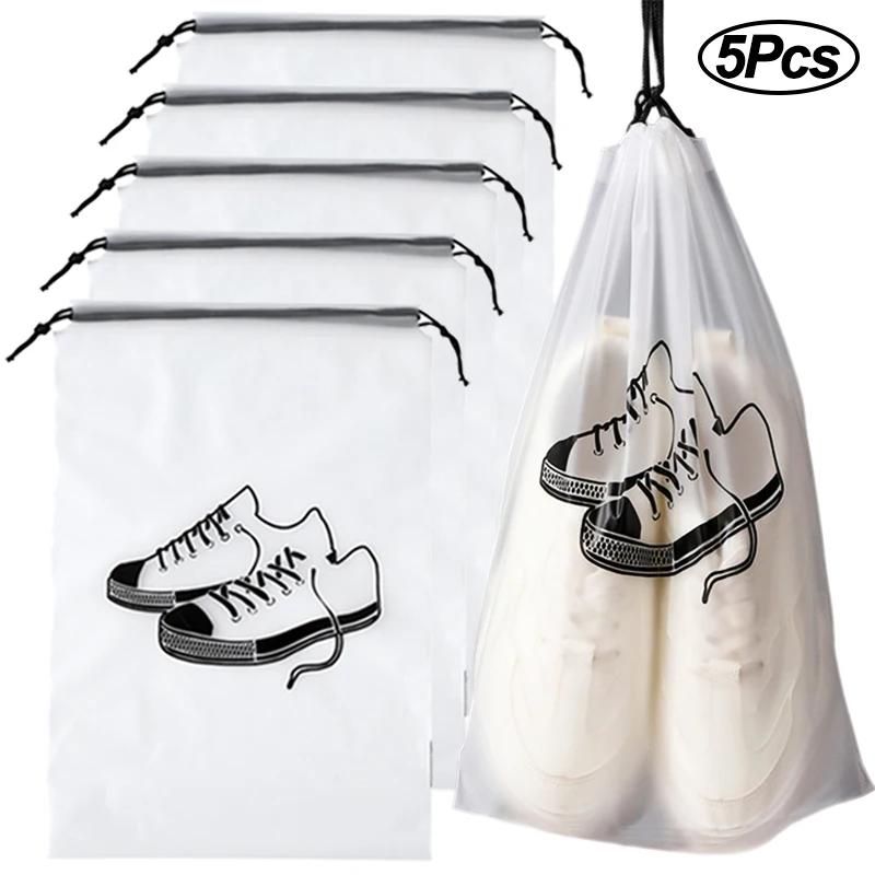 

1/2/5Pcs Transparent Shoes Storage Bag Portable Travel Packing Drawstring Pouch Waterproof Dust-proof Bags Home Shoes Organizer