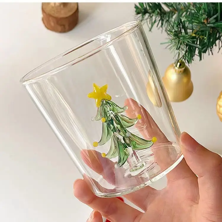 Christmas Drinking Glasses Christmas Clear Drinking Glasses With 3D  Patterns Heat Resistant Handmade Thickened Drinking Cup For - AliExpress