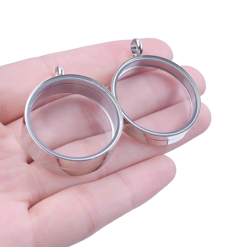 10PCS thickness 10mm Glass Medallions floating charms for living lockets Rust-proof Stainless Steel Pendants Craft Photo Jewelry