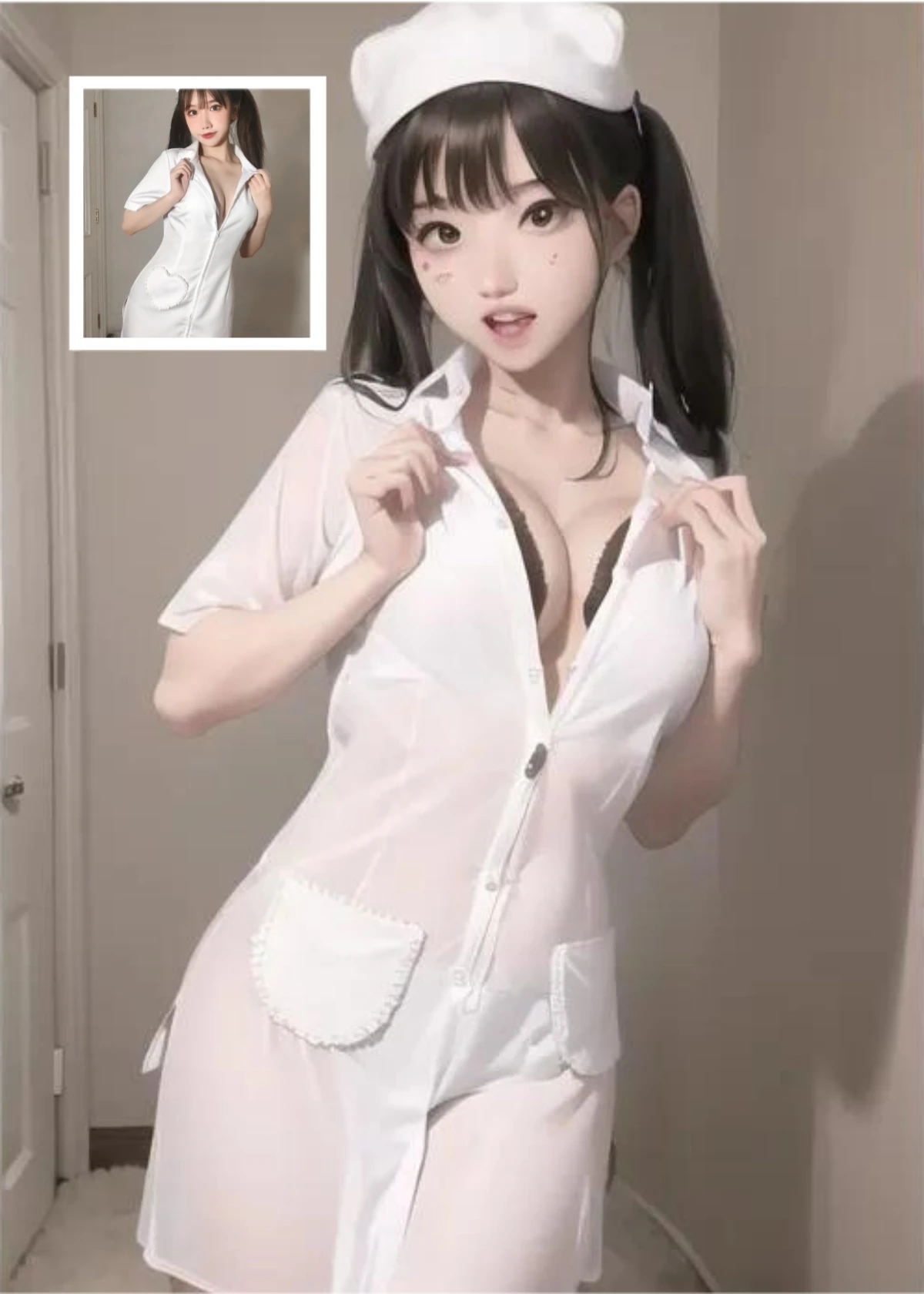 

2023 New Fun Lingerie COS Performance Maid Nurse Uniform Temptation Set White Angel Role-playing Tenue Ecoliere Sexy