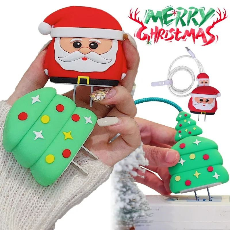 Cute Cable Protector Per Iphone Anti-Break Spiral Cable Saver Christmas Charger Cover Protettiva Per Adattatore Di Alimentazione Apple 18/20W