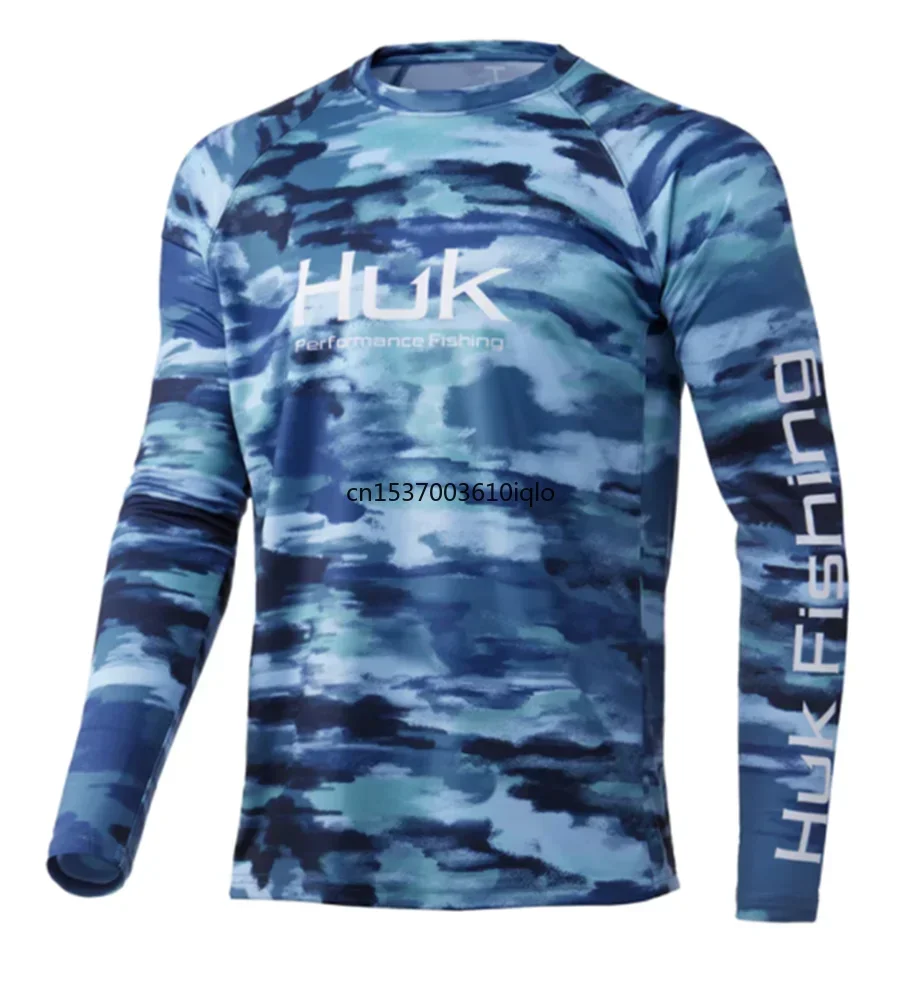 Men's Fishing shirt Outdoor summer clothing Long sleeve fishing shirt Sunblock camouflage top Long T-shirt jersey