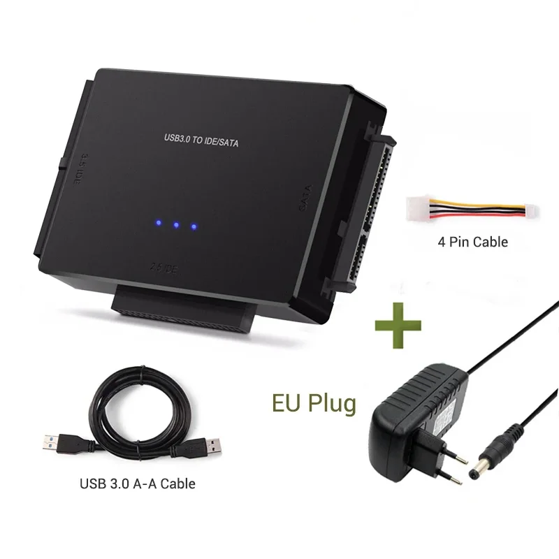 USB 3.0 to SATA IDE Hard Disk Adapter Converter Cable 3 in 1 For 3.5 2.5 inch HDD/SSD CD DVD ROM CD-RW