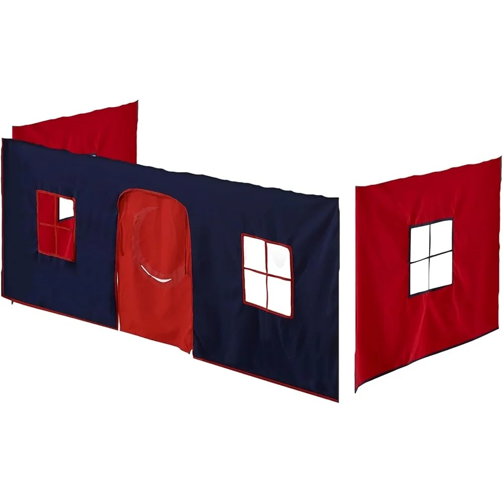 Jasper Twin Junior Loft Bed with Playhouse Tent Storage Features Durable Polyester Frame Ideal Kids Bedroom Space Saving 3
