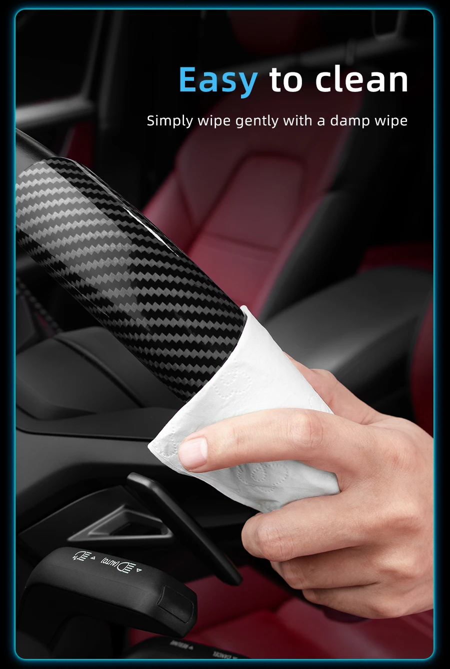 Passend für Ram Carbonfaser-Textur Lenkradbezug mit segmentiertem Schnellverschluss-Design, Langlebig, für Pickup Promaster Rampage 1500 2500 3500 4000 4500 5500 700 1000, Erhältlich in Schwarz, Blau, Rot, Weiß, Silber – Detail 12