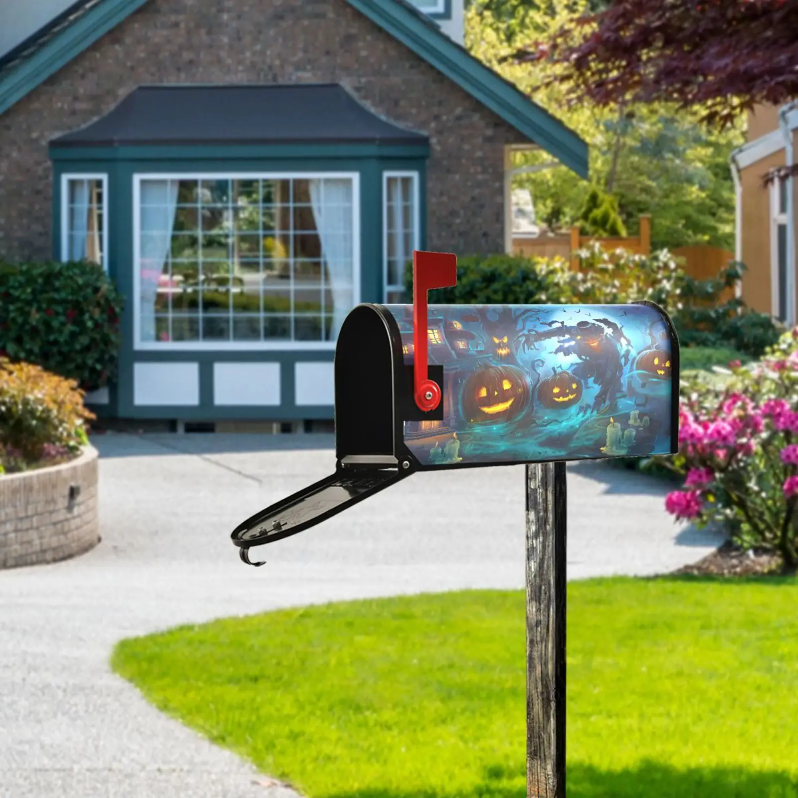 New Halloween print PVC Magnetic Mailbox Cover Waterproof Sunscreen Letter Post Box Cover Mailbox Wrap New Year Garden Decor