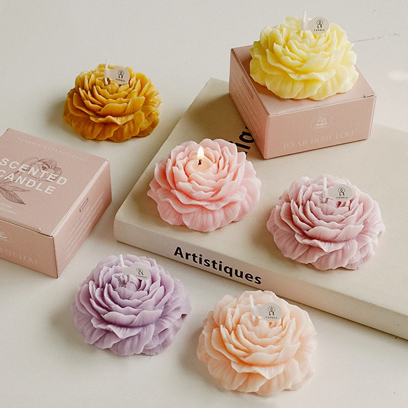 PeonyShapedFlowersScentedCandlesHomeDecorativeAromaticCandles