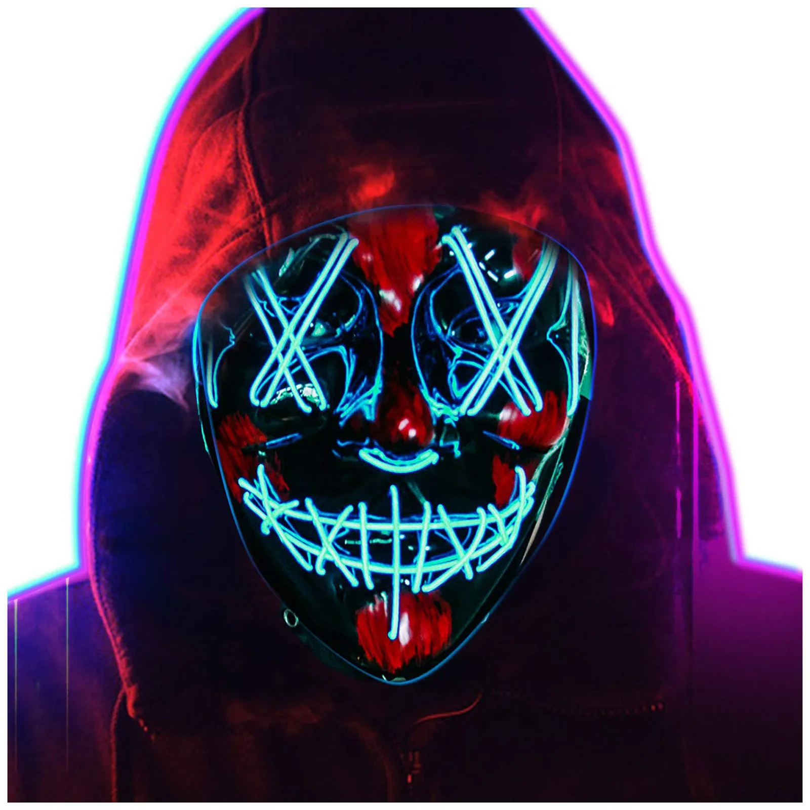 

LED Halloween Mask Luminous Glow In The Dark Mascaras Halloween Party Costume Cosplay Masques Horror Props Neon light Masquerade