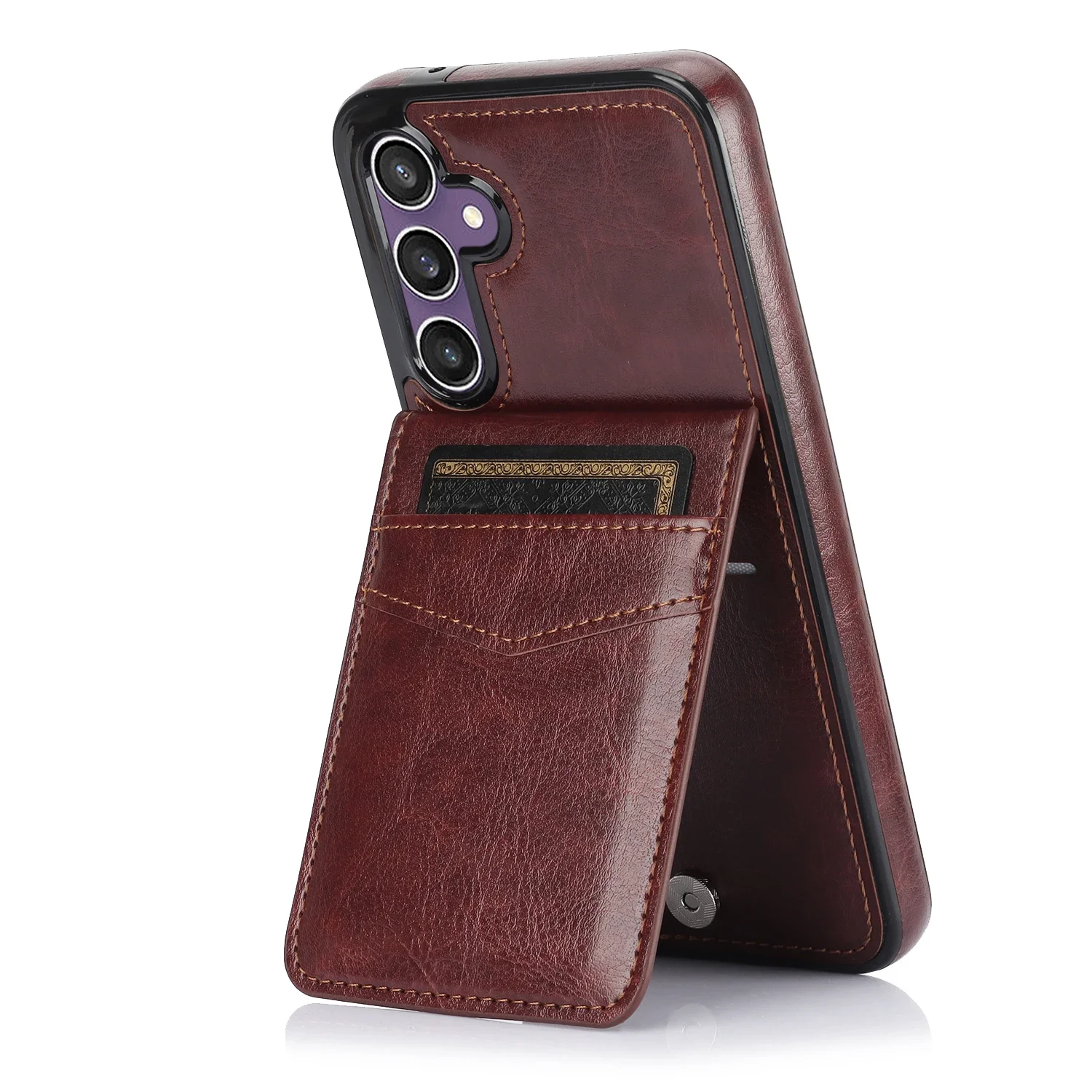 Premium Flip Leather Card Holder Wallet Case with Stand Function - Universal Fit
