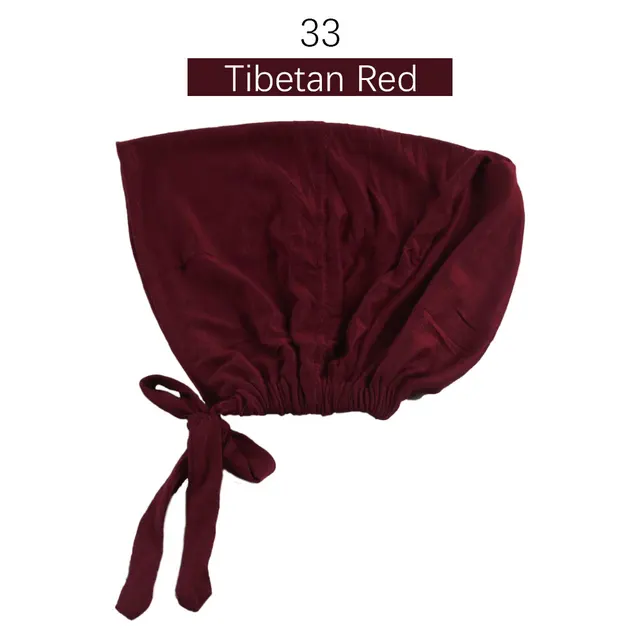 Muslim Women Elastic Tie Back Inner Hijab Caps Cotton Jersey Stretch Underscarf Modal Bonnet Headwrap Turbante Mujer 33
