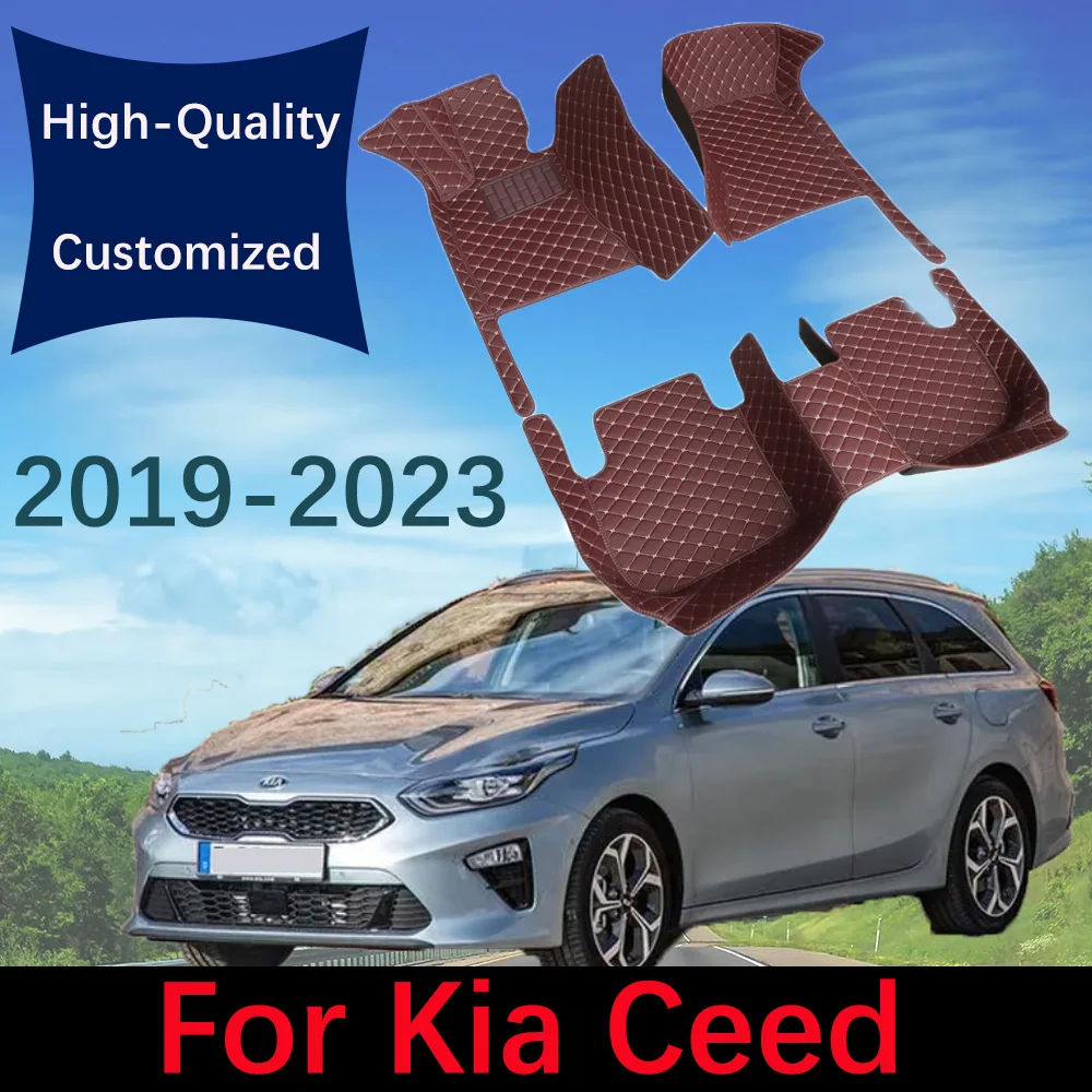 Custom Leather Car Floor Mats For Kia Ceed Hatchback 2019 2020 2022  Automobile Carpet Rugs Auto Foot Pads Interior Accessories