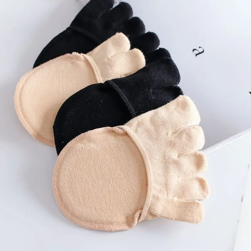 Summer thin five fingers socks half palm socks towel bottom sponge cushion female invisible forefoot socks