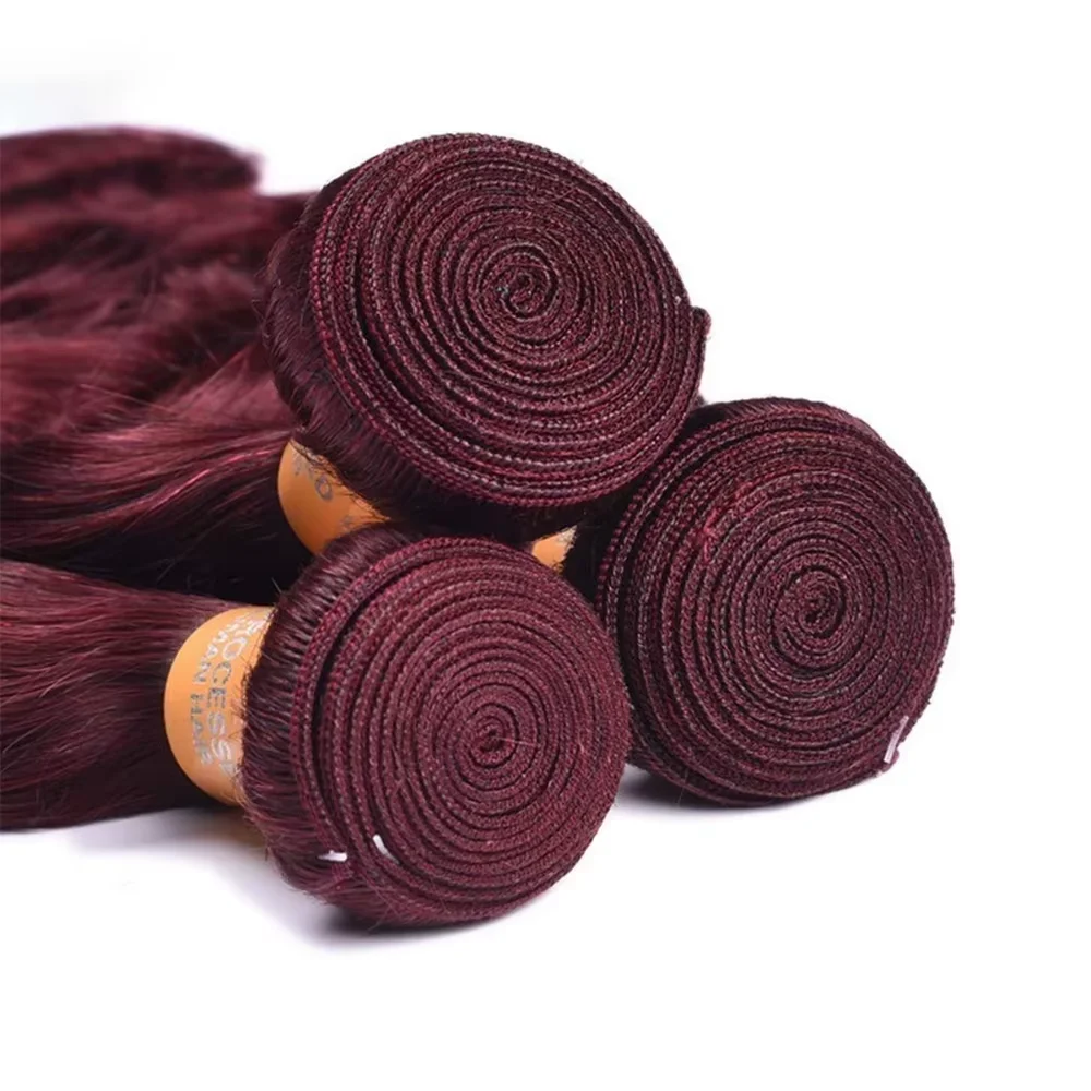 99j Burgundy Body Wave Bundles 100% Human Hair Colored Wine Red 3 4 Bundles Unprocessed Raw Real Human Hair Extensions Bundles 6