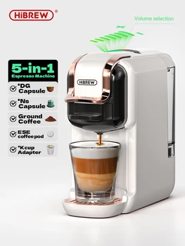 HiBREW 5 in 1 Macchina da caffè a capsule multiple Caldo/freddo DG Cappuccino Nes Piccola capsula ESE Pod Caffè macinato Caffetteria 20Bar H2B 1