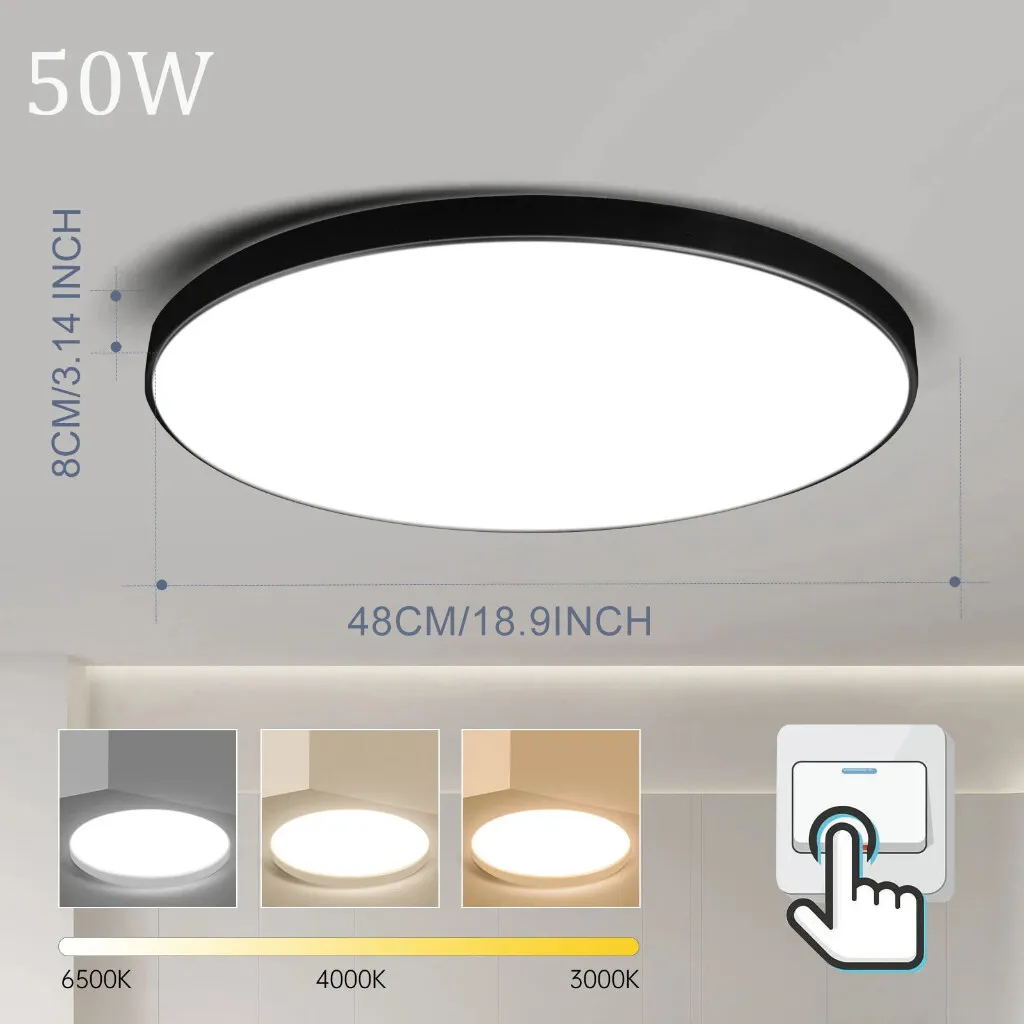 Sleek Dimmable LED Ceiling Lamp with Remote Control for Bedrooms and Living Spaces