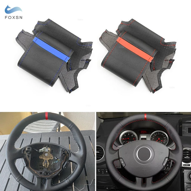 Couverture de volant de voiture en cuir tressé à la main, garniture pour  Renault Clio 3 RS 2005 2006 2007 2008 2009 2010 2011 2012 2013 - AliExpress