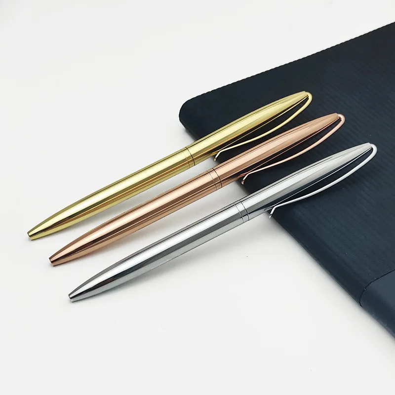 

Rose gold Gold Silver Ball Pen with Custom Logo Stationary Slim Promotional Metal Ball Point Pens Office School GIft Stationery