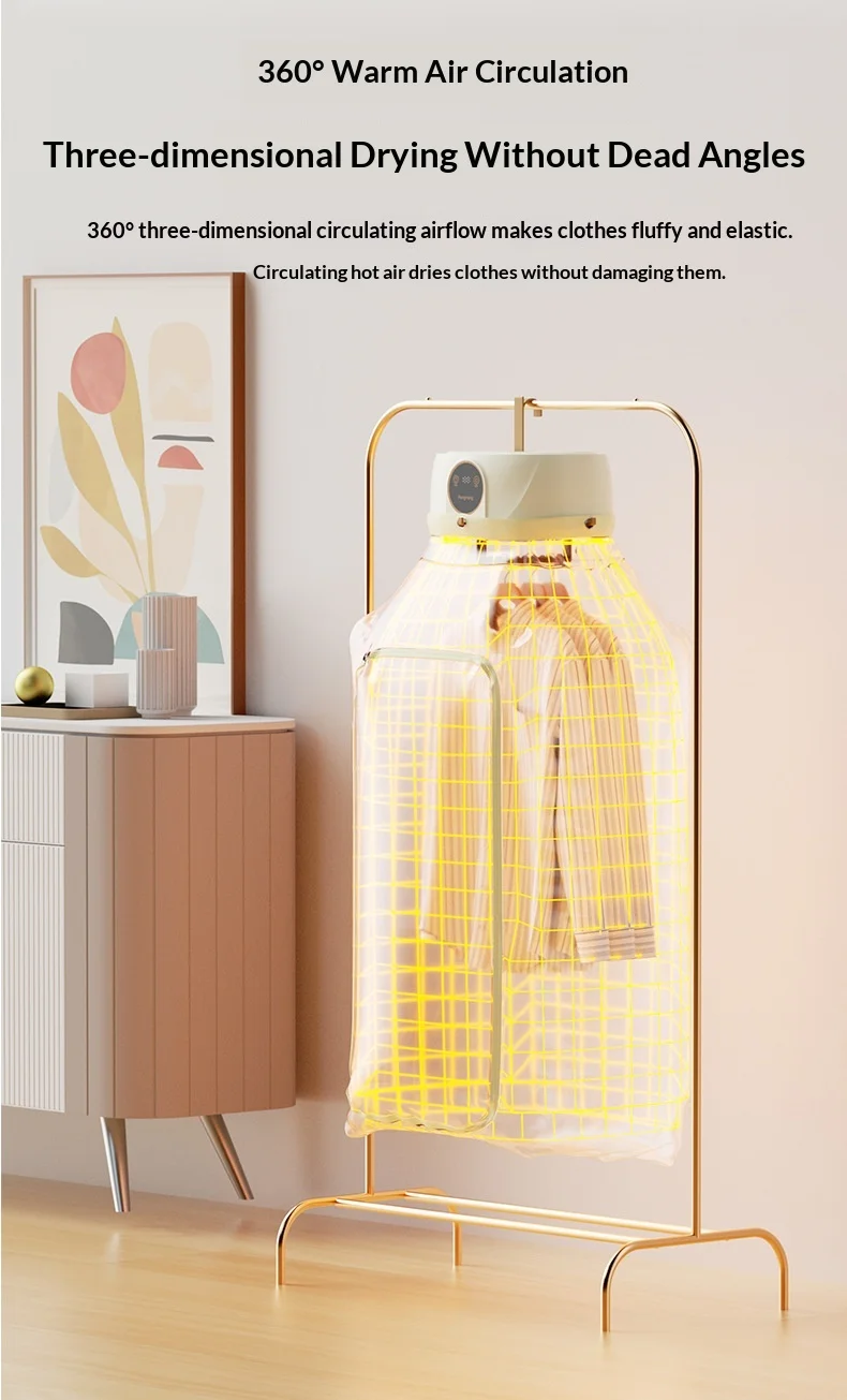 Electric Dryer Clothes Drying Rack Garment Dryer UV Sterilization with Dryer Bag Compact Travel Style Clothes Drying Rack Heater