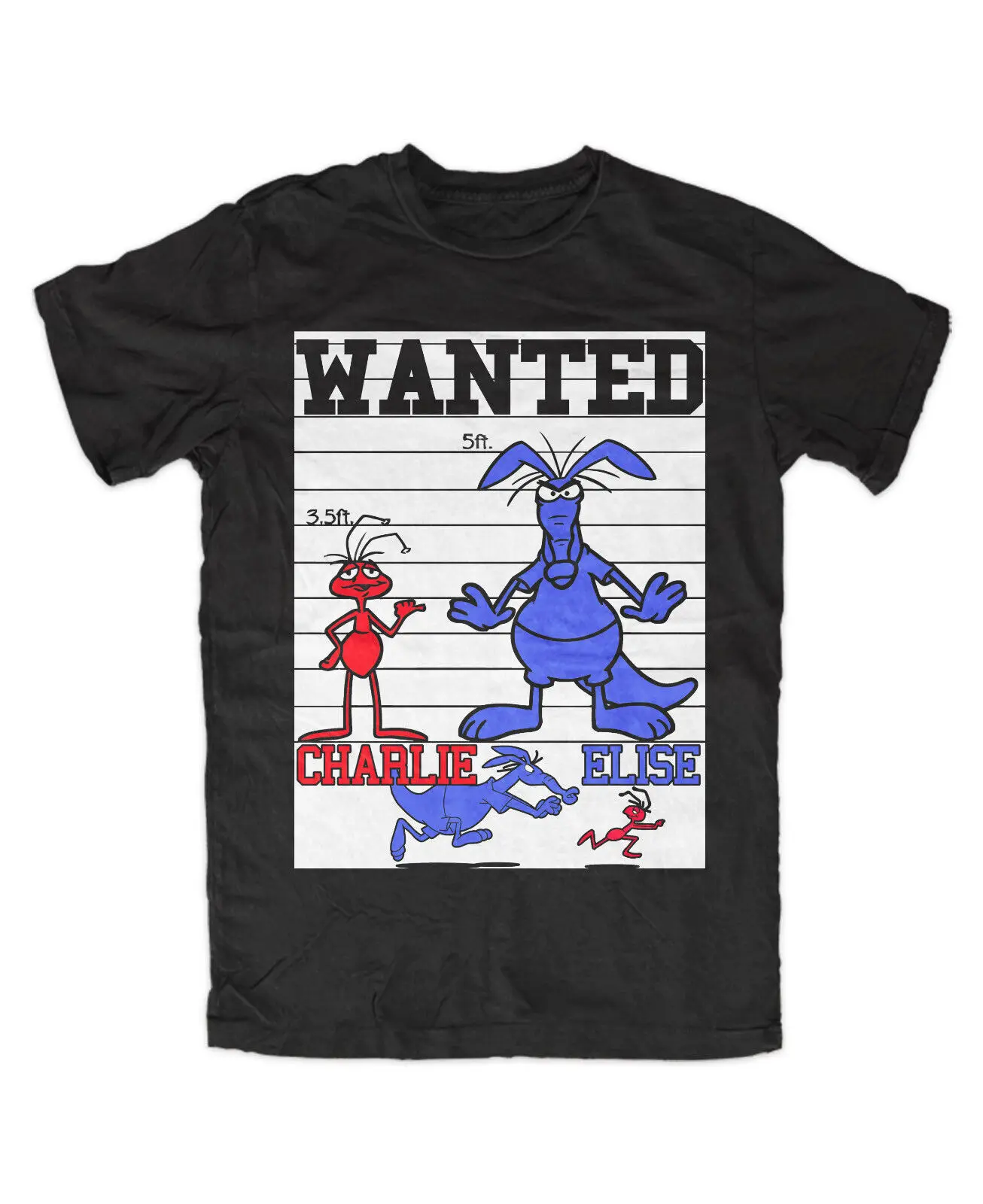 T-Shirt Charlie Ed Elise Black Cult, Ant, Fun, Sancho, Pancho, Old School, Tv