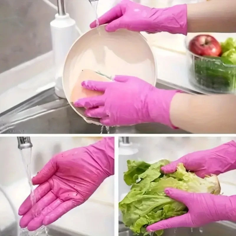 Pink Disposable Nitrile Gloves Latex Free Non-Sterile Cleaning Gloves For Home Kitchen Cooking Esthetician Hair Dye 100/50/20PCS disposable gloves,nitrile gloves,cleaning gloves