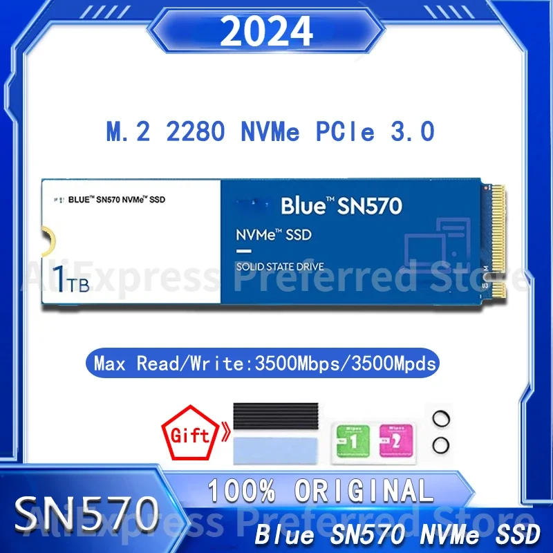 

Western Original PS5 SSD 4TB 500GB 1TB 2TB 250GB Blue SN570 NVMe SSD PCIe 3.0 M.2 2280 Internal Solid State Drive For laptops PC