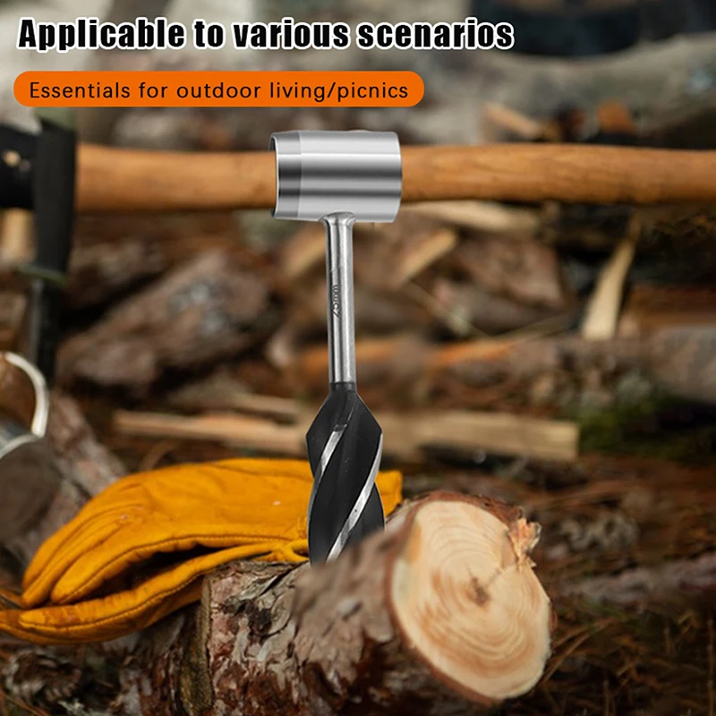 Strumenti portatili per la lavorazione del legno di sopravvivenza all'aperto Punte da trapano a coclea a mano Coloni Bushcraft Strumento per punzonatura per trapano a mano per escursioni in campeggio - immagine 2