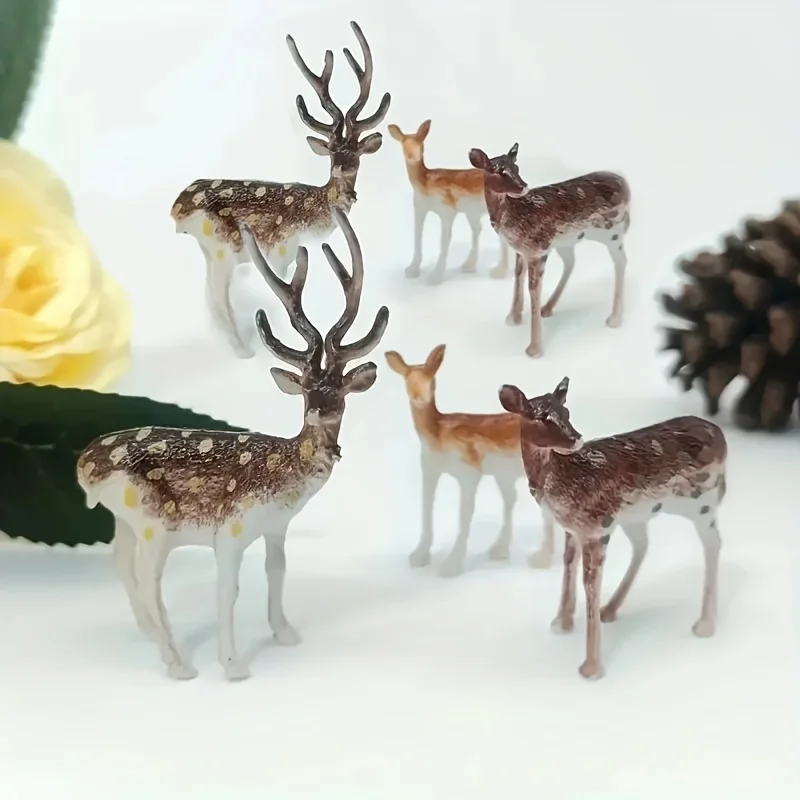 Weihnachts-3-teilige Sika-Hirschfamilie: Massives Material, Modellspielzubehör, ideal für Mini-Landschaftsdeko und Weihnachtsgeschenke – Detail 3