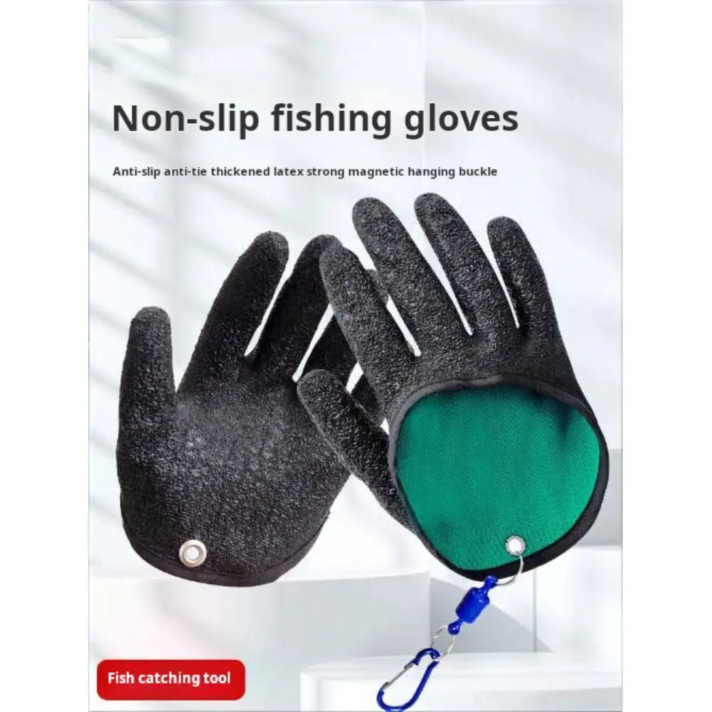 1PCS Anti-slip Fishing Catching Gloves Men Women Latex Waterproof Fishing Gloves Magnetic Buckle Cutproof
