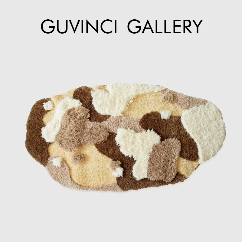

Художественный ковер GUVINCI, коричневый многоцветный коврик ручной работы, высококачественный напольный коврик для ванной комнаты, стирки, общежития